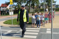 Spotkanie przedszkolaków z policjantem z drogówki