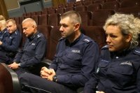 Policjanci podczas konferencji, trzeci od prawej Komendant Miejski Policji w Żorach