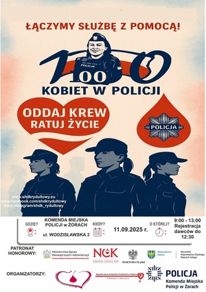 Grafika przedstawia informacje dotyczące akcji krwiodawstwa.