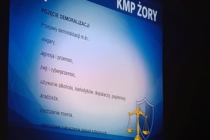 Na zdjęciu widać prezentację dotyczącą nieletnich.