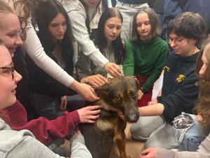 Na zdjęciu widać przebieg zajęć z zakresu kryminalistyki, policjantów i uczniów.