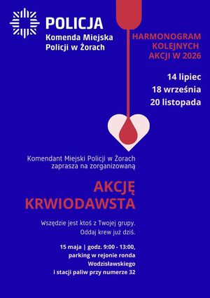 Grafika przedstawia informacje odnośnie akcji krwiodawstwa.
