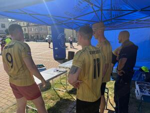 Na zdjęciu widać przebieg rywalizacji w ramach turnieju Streetballa w Żorach.