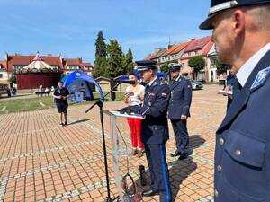 Na zdjęciu widać uroczyste obchody Święta Policji 2026 żorskiej Policji na Rynku w Żorach.