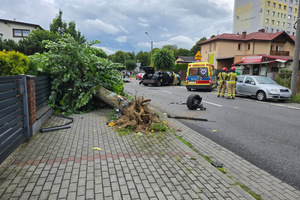 Zdjęcie przedstawia miejsce zdarzenia drogowego.